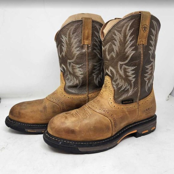 Men\'s 11.5 EE Wide Ariat WorkHog H20 roper soft toe work western boots 10008633 main image 11